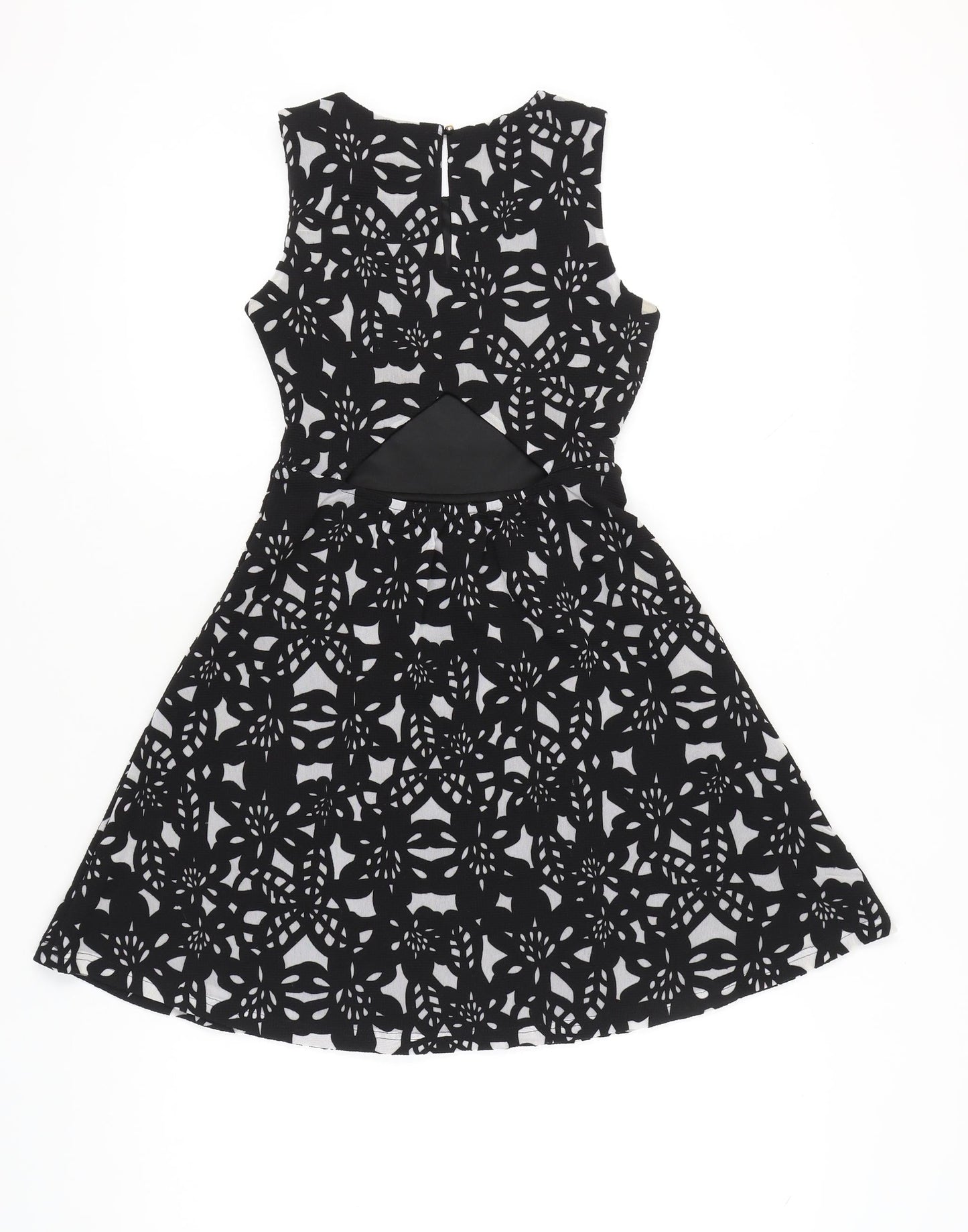 Voir Women Black White Floral A-Line Sleeveless Dress S