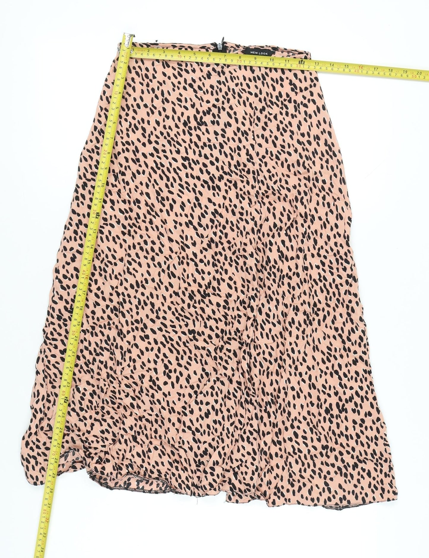 New Look Women’s Pink Leopard Print Midi A-Line Skirt Size 8