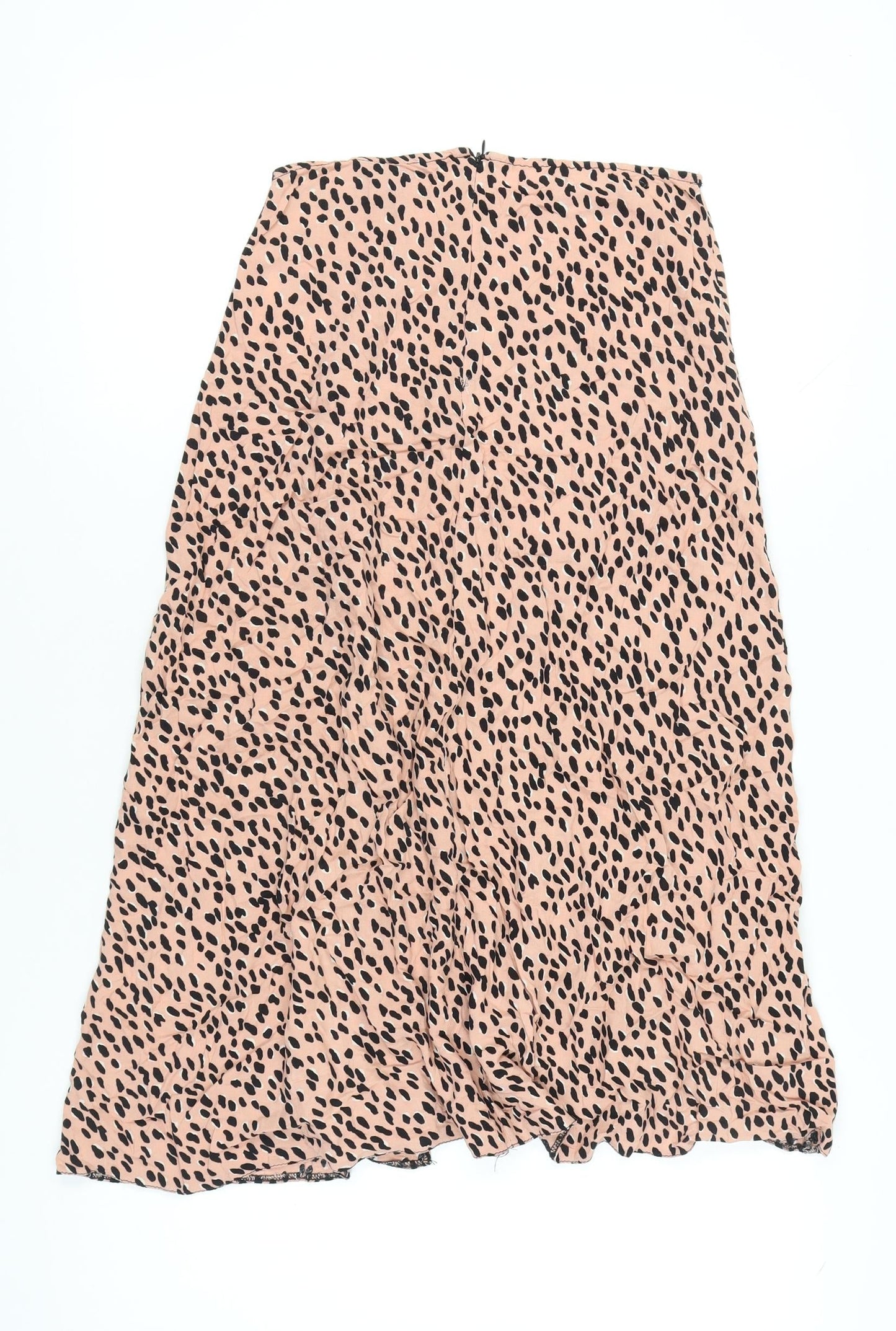 New Look Women’s Pink Leopard Print Midi A-Line Skirt Size 8