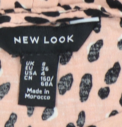 New Look Women’s Pink Leopard Print Midi A-Line Skirt Size 8