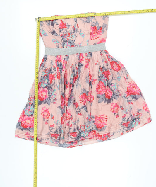 Louche Women’s Pink Floral Strapless Short Dress Size 10