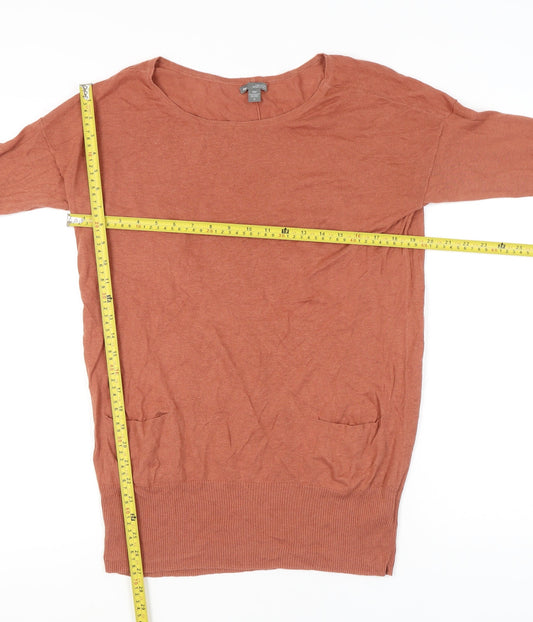 Gap Women’s Brown Linen Cotton Tunic Jumper Medium Scoop Neck