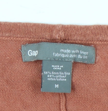 Gap Women’s Brown Linen Cotton Tunic Jumper Medium Scoop Neck