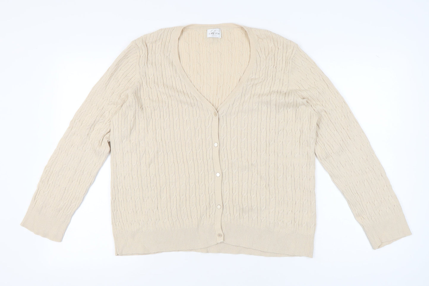 Eastex Women’s Beige Cable-Knit Cotton Cardigan UK 16