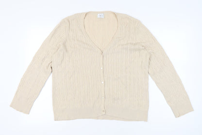 Eastex Women’s Beige Cable-Knit Cotton Cardigan UK 16