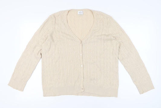 Eastex Women’s Beige Cable-Knit Cotton Cardigan UK 16