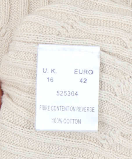 Eastex Women’s Beige Cable-Knit Cotton Cardigan UK 16