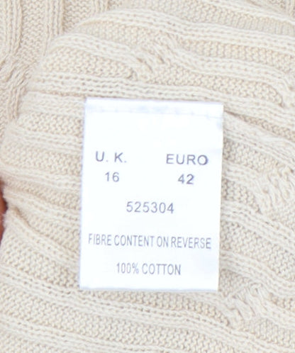 Eastex Women’s Beige Cable-Knit Cotton Cardigan UK 16