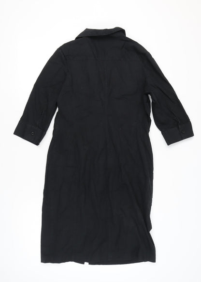Next Women’s Black Shirt Dress UK 16 Knee Length Cotton