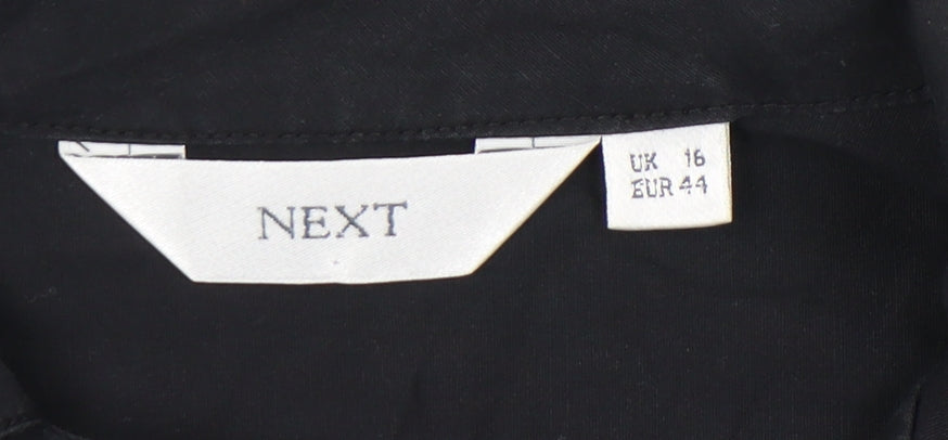 Next Women’s Black Shirt Dress UK 16 Knee Length Cotton