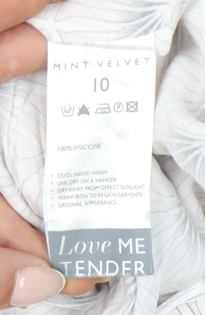 Mint Velvet Womens White Geometric Midi Skirt Size 10 Viscose