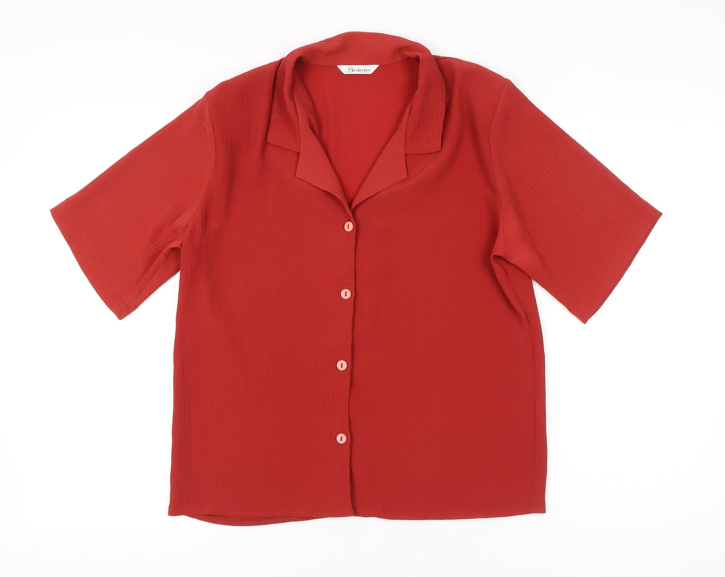 Womens UK Size 14 Berkertex Red Basic Button-Up