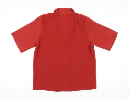 Womens UK Size 14 Berkertex Red Basic Button-Up