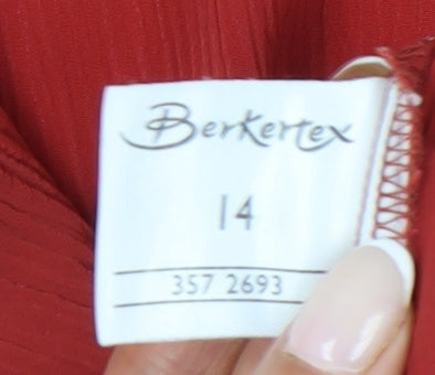 Womens UK Size 14 Berkertex Red Basic Button-Up