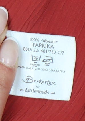 Womens UK Size 14 Berkertex Red Basic Button-Up