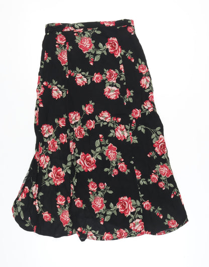 Miss Selfridge Women’s Black Floral Midi Wrap Skirt Size 8