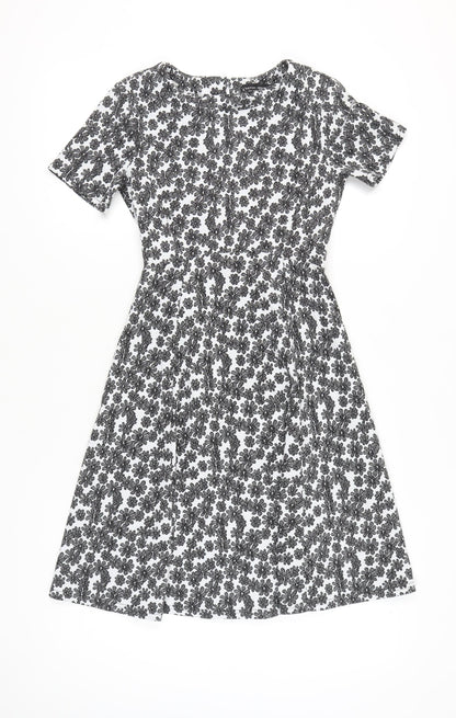 Dorothy Perkins Women’s Black White Floral A-Line Dress Size 6
