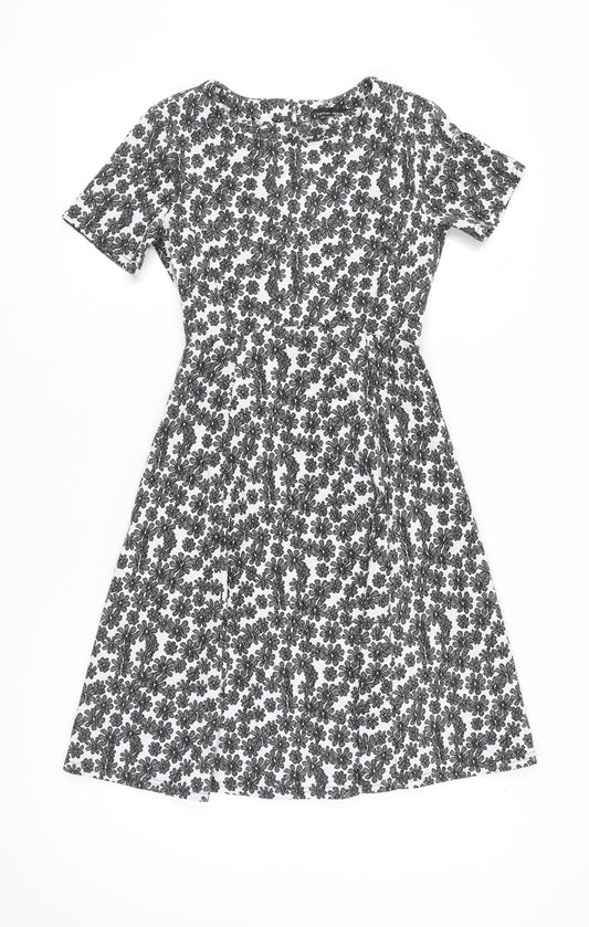 Dorothy Perkins Women’s Black White Floral A-Line Dress Size 6