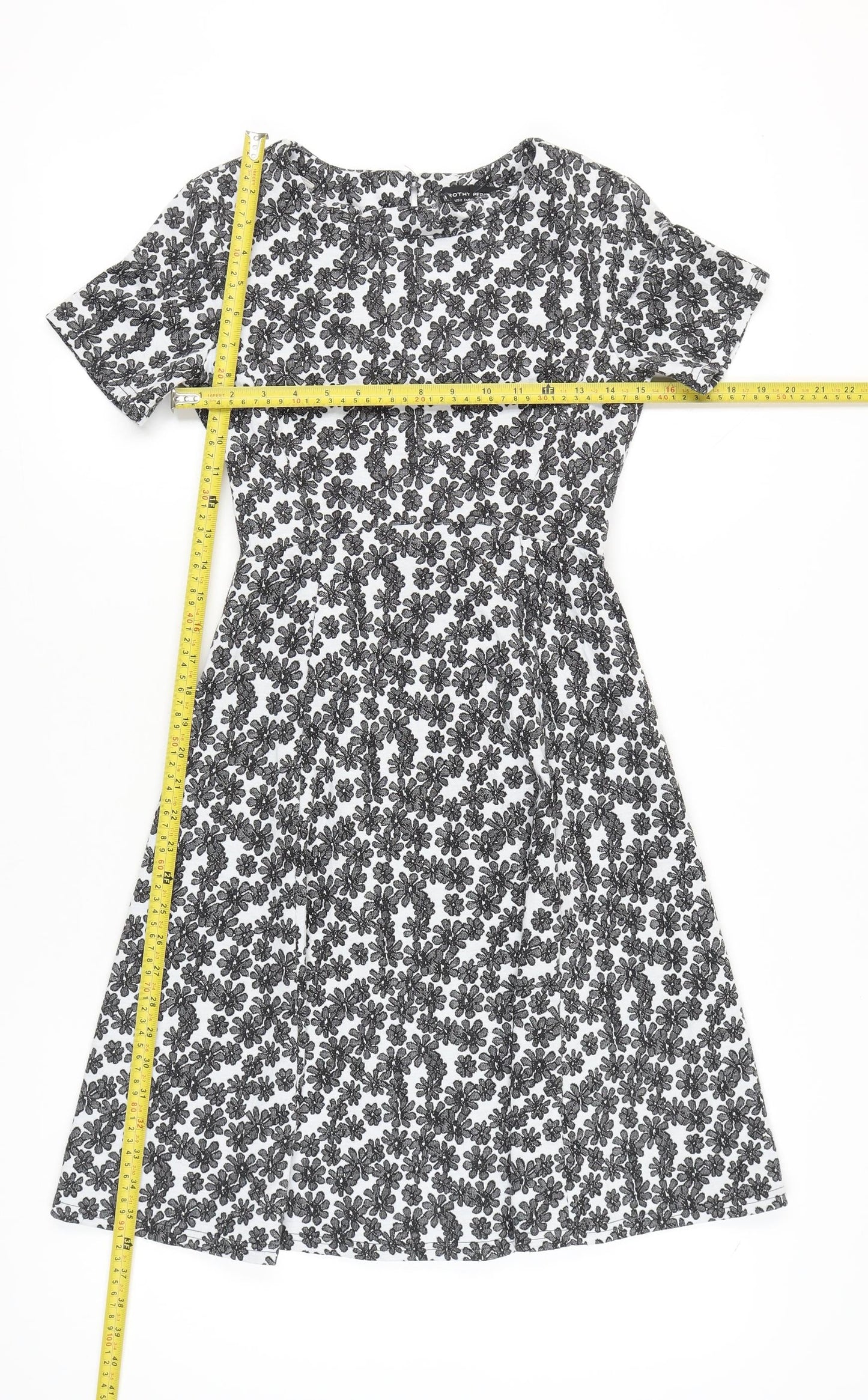 Dorothy Perkins Women’s Black White Floral A-Line Dress Size 6