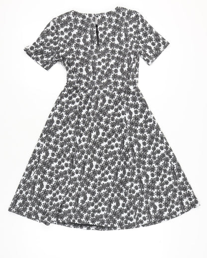 Dorothy Perkins Women’s Black White Floral A-Line Dress Size 6