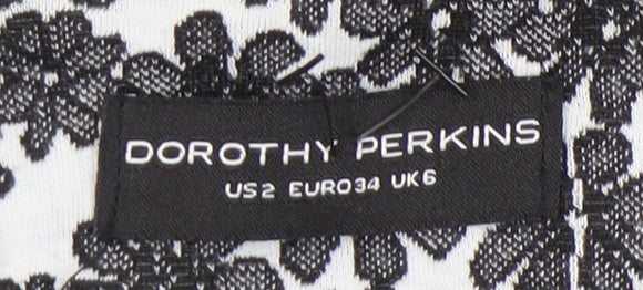 Dorothy Perkins Women’s Black White Floral A-Line Dress Size 6