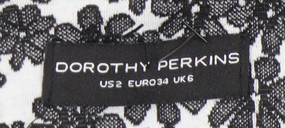 Dorothy Perkins Women’s Black White Floral A-Line Dress Size 6