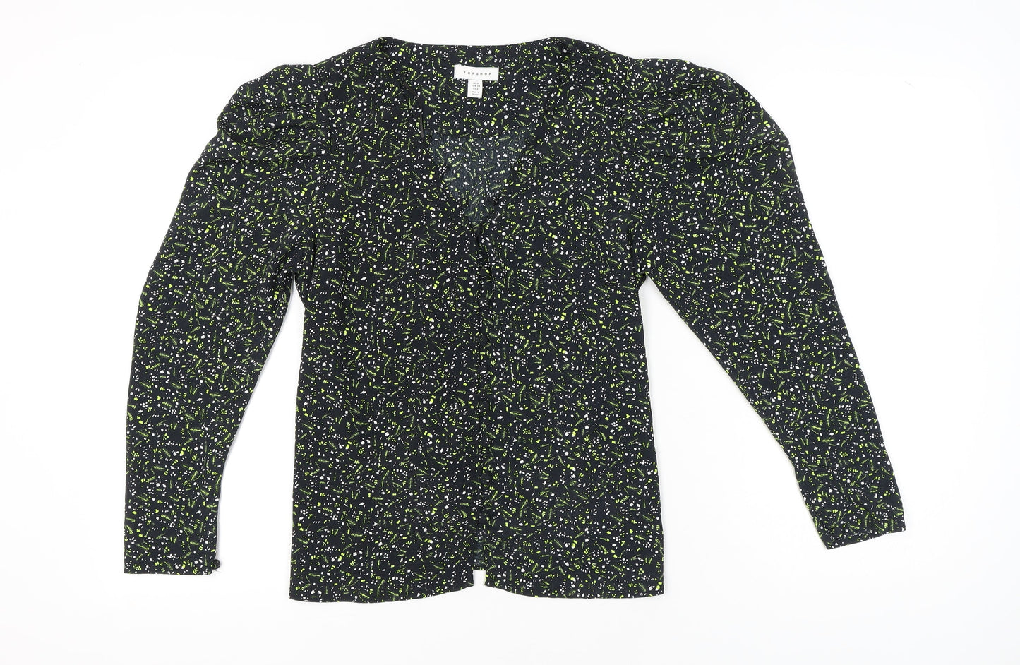 Womens UK Size 10 Topshop Black Wrap Blouse