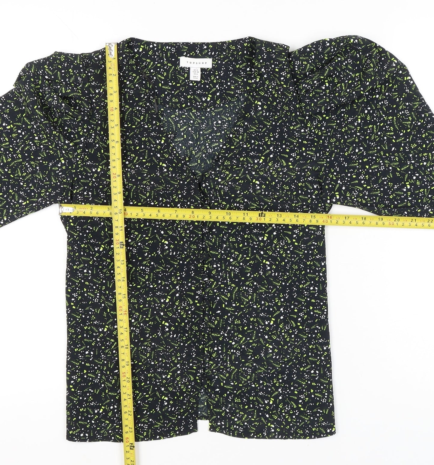 Womens UK Size 10 Topshop Black Wrap Blouse