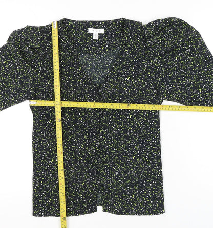 Womens UK Size 10 Topshop Black Wrap Blouse