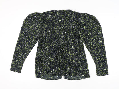 Womens UK Size 10 Topshop Black Wrap Blouse