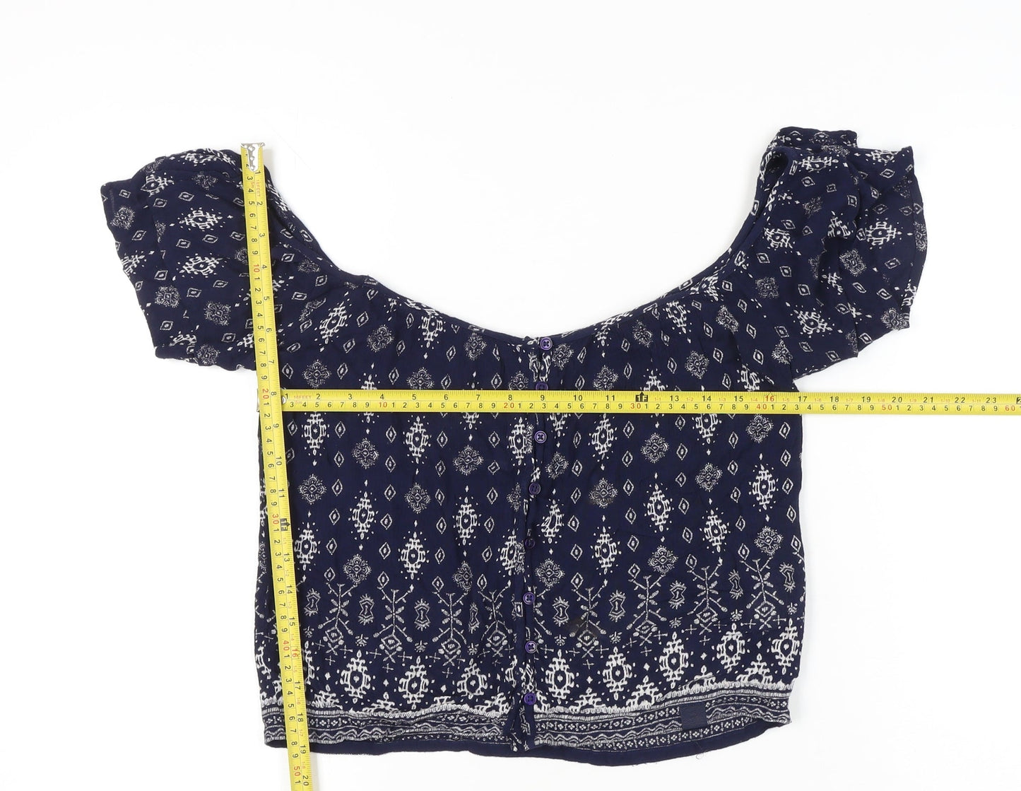 Womens UK Size S Superdry Blue Cropped Blouse