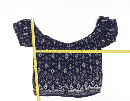 Womens UK Size S Superdry Blue Cropped Blouse