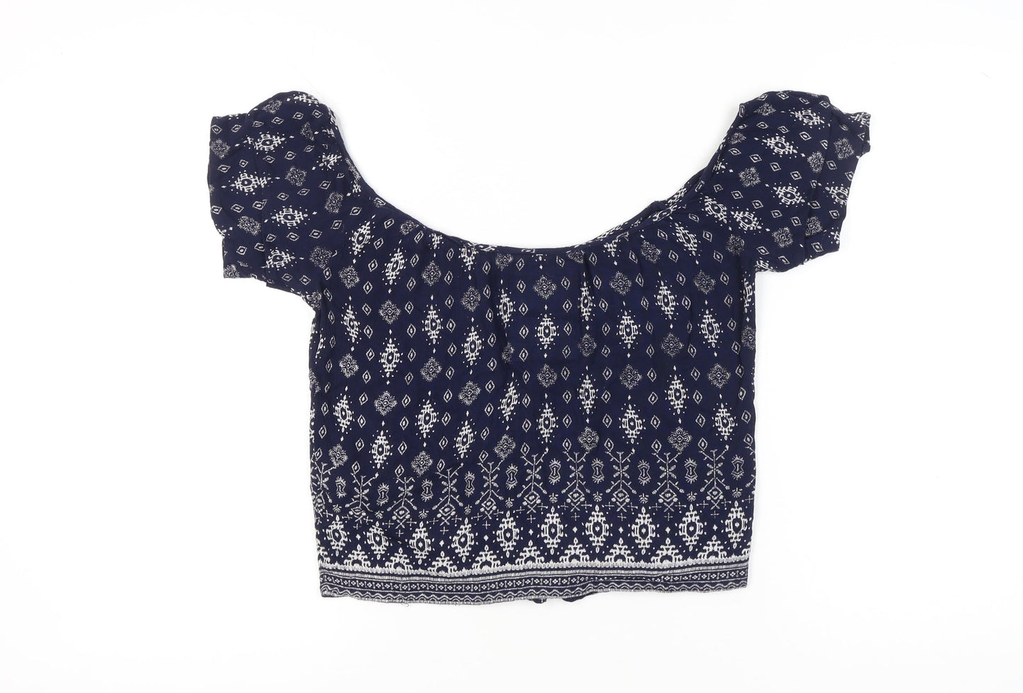 Womens UK Size S Superdry Blue Cropped Blouse
