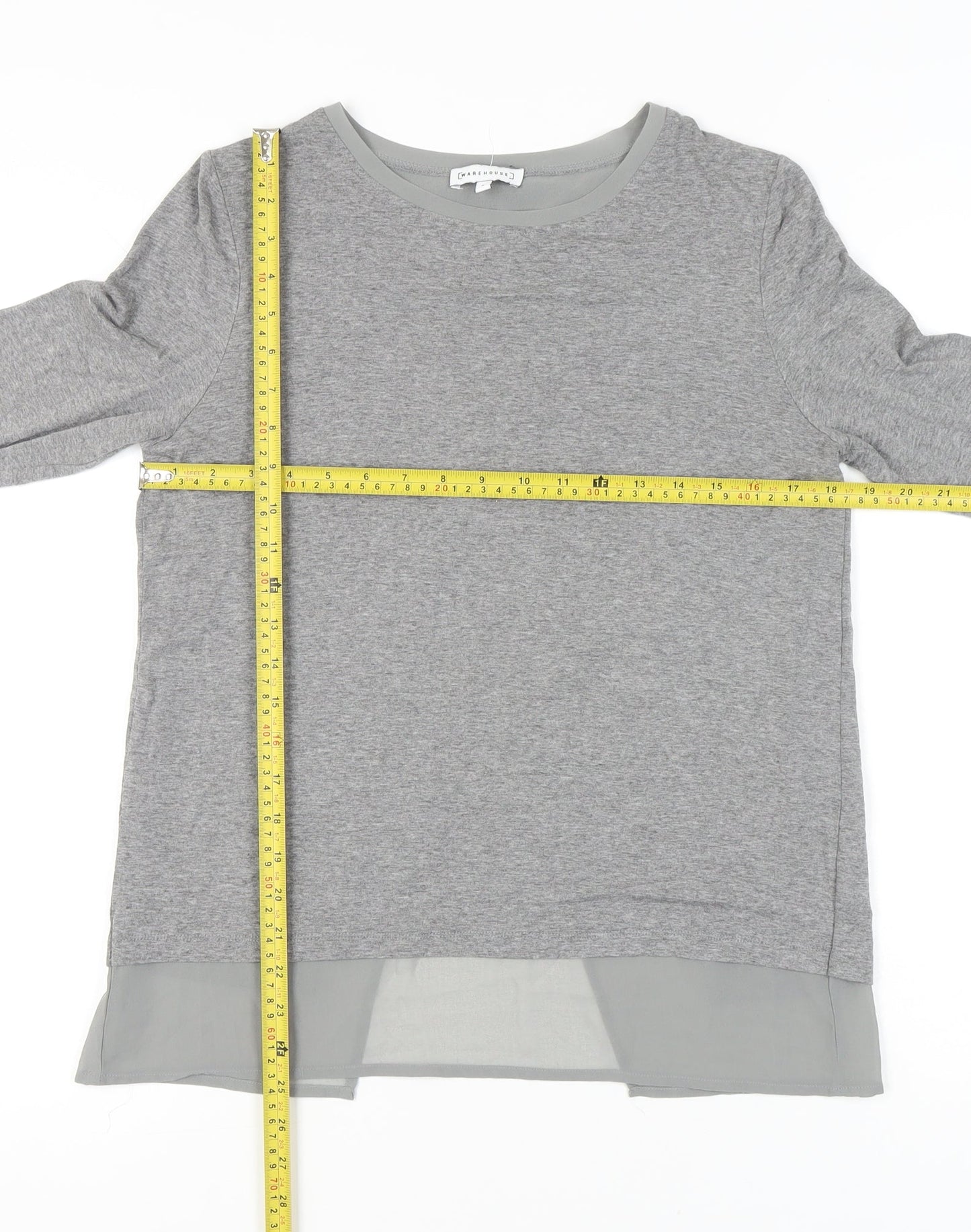 Womens UK Size 8 Warehouse Grey Tunic Blouse
