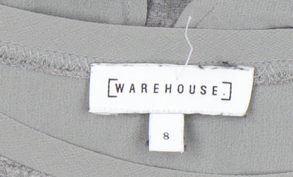 Womens UK Size 8 Warehouse Grey Tunic Blouse