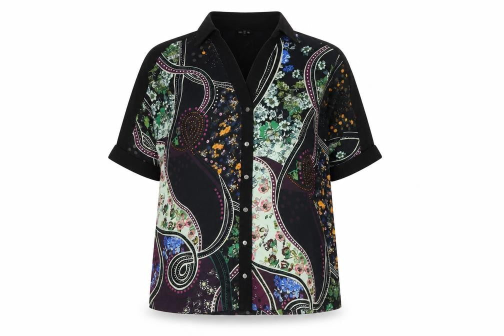 Womens UK Size 14 River Island Multicoloured Tunic Button-Up
