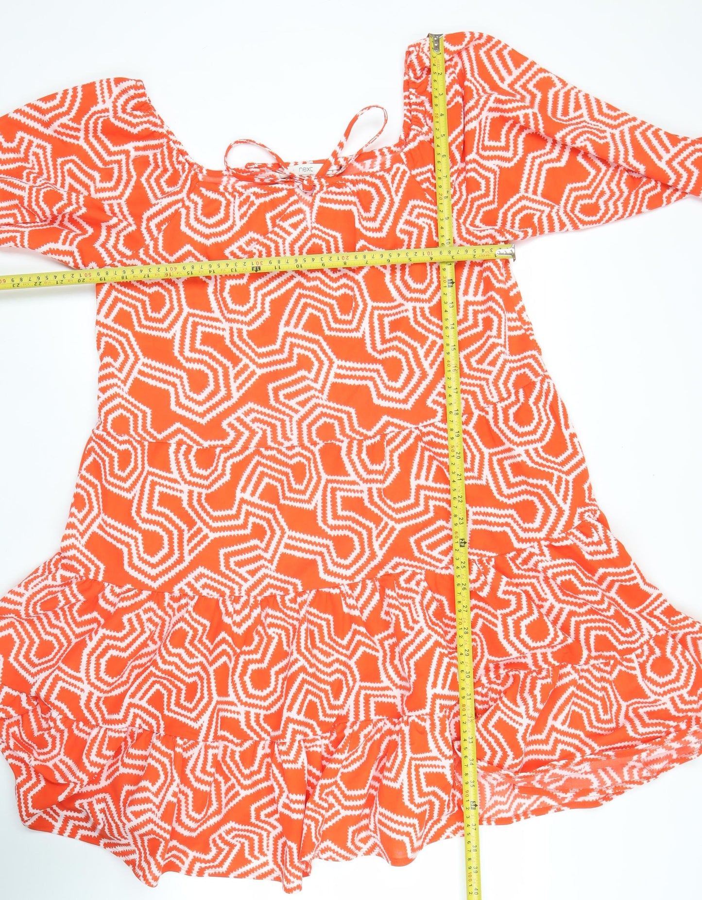 Next Women’s Orange Geometric One Shoulder Bodycon Dress Size 16