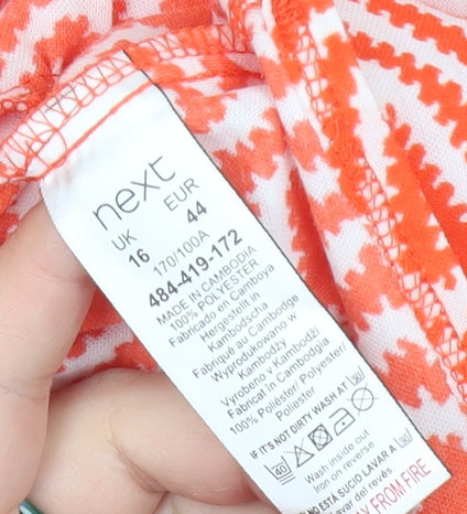 Next Women’s Orange Geometric One Shoulder Bodycon Dress Size 16