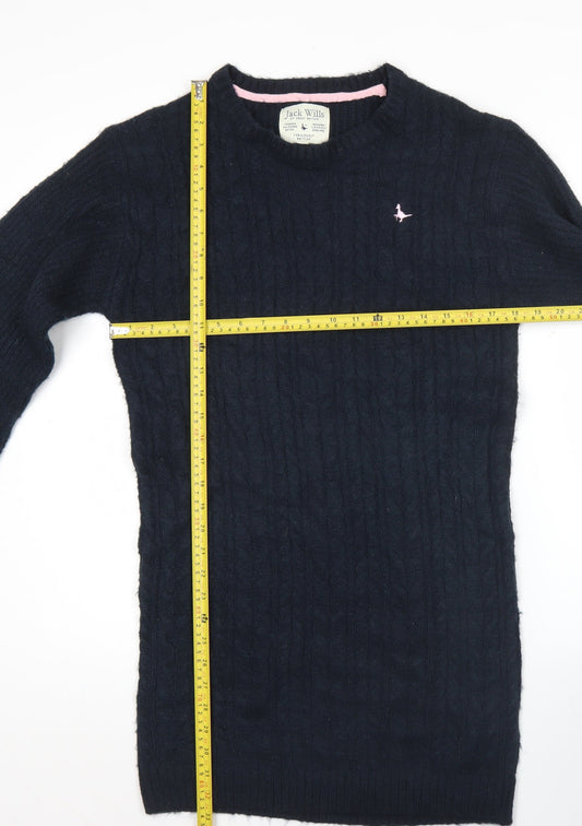 Jack Wills Teens Blue Cable-Knit Pullover Jumper Size 14 Crew Neck