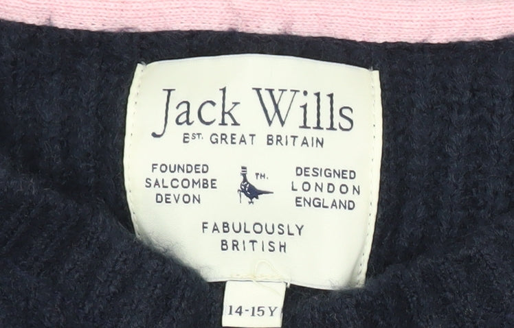 Teens UK Size 14 Jack Wills Blue Pullover Jumper