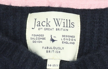 Teens UK Size 14 Jack Wills Blue Pullover Jumper