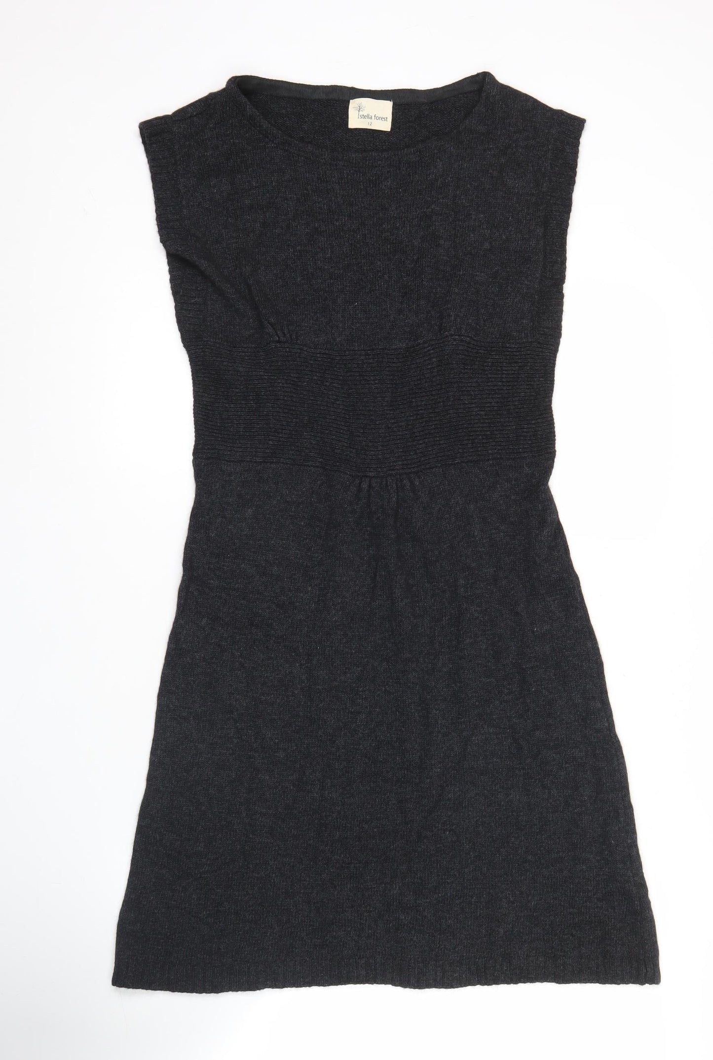 Stella Forest Womens Black Knit Sleeveless Bodycon Dress Size 12