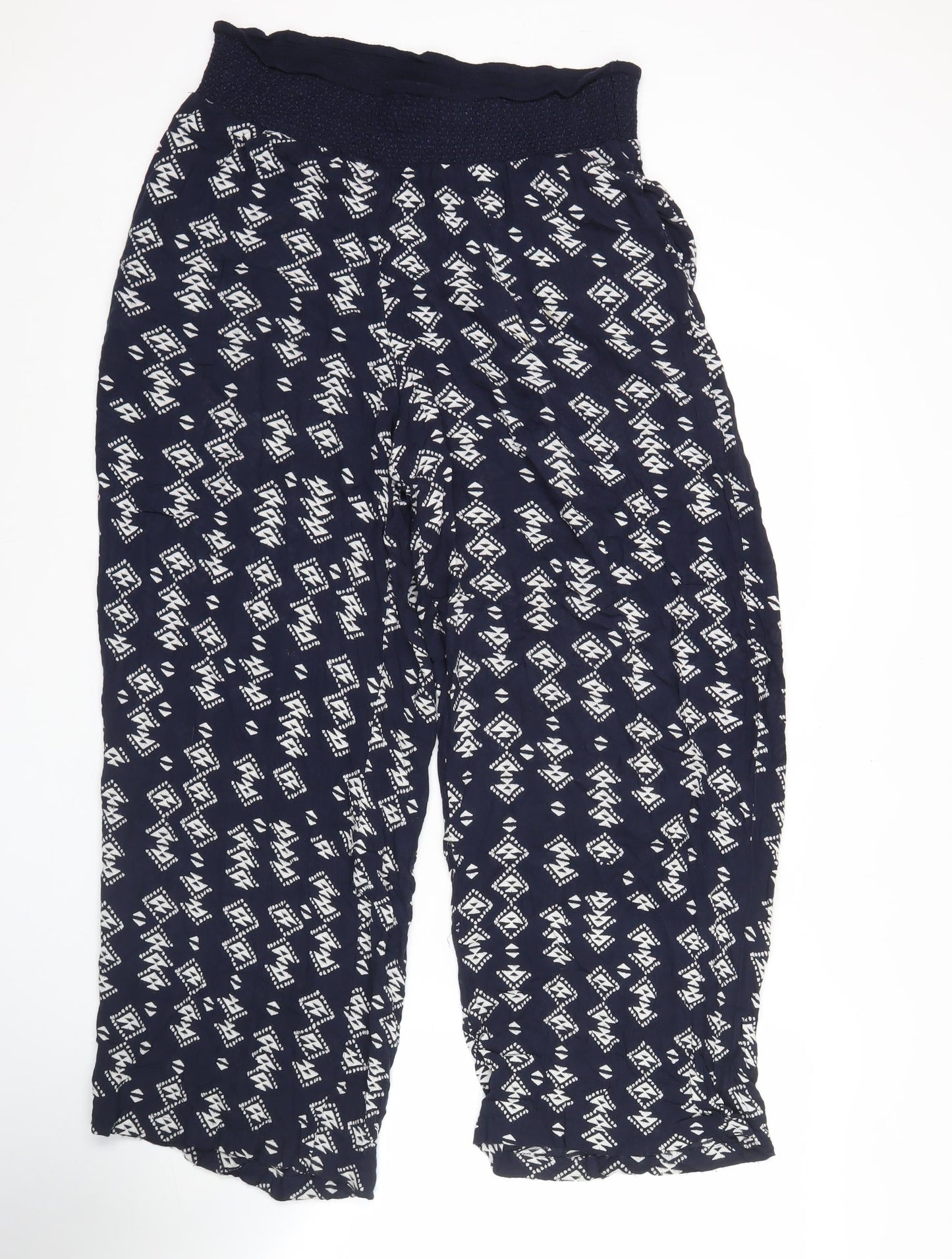 Monsoon Women’s Blue Geometric Harem Trousers Size M Viscose