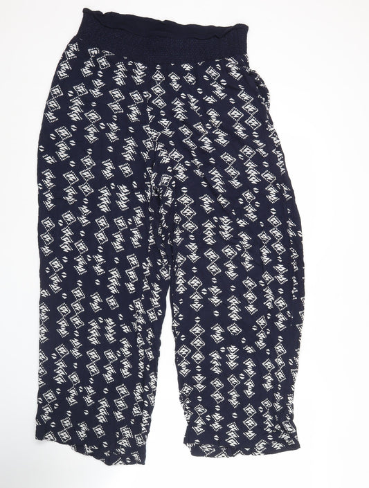 Monsoon Women’s Blue Geometric Harem Trousers Size M Viscose