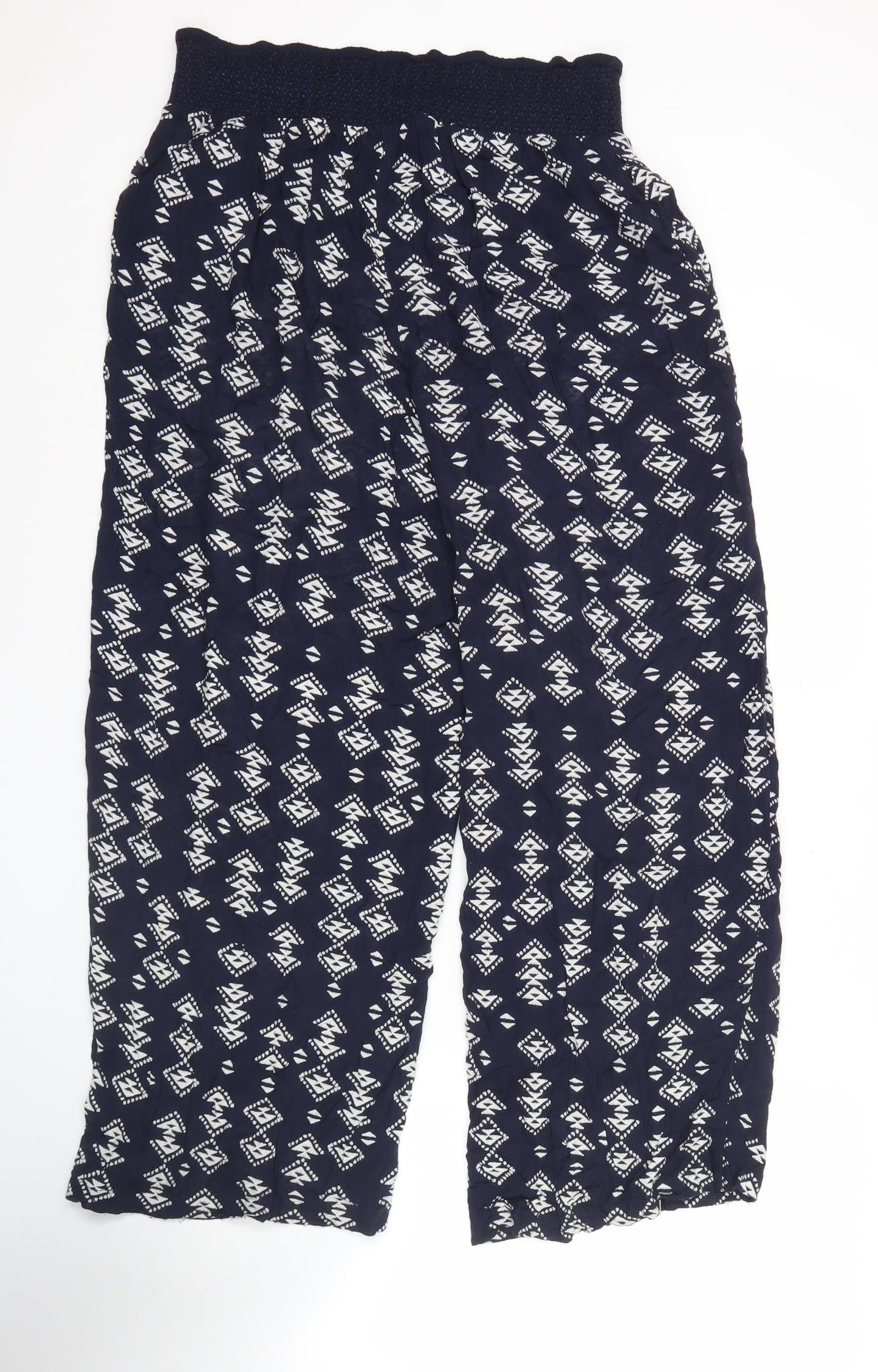 Monsoon Women’s Blue Geometric Harem Trousers Size M Viscose