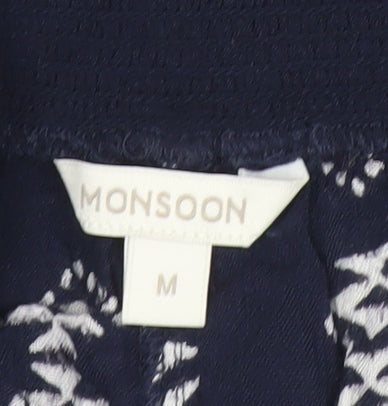 Monsoon Women’s Blue Geometric Harem Trousers Size M Viscose