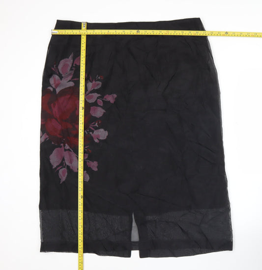 Marks & Spencer Women's Black Floral Pencil Skirt Size 20