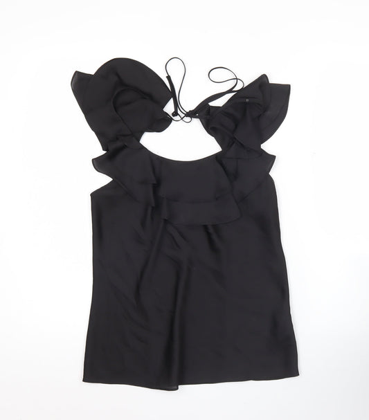 Coast Women’s Black Size 12 Ruffle Sleeveless Tunic Blouse