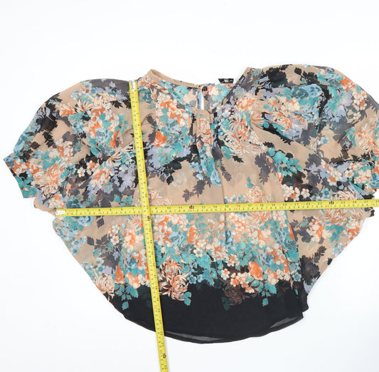 New Look Women’s Multicoloured Floral Chiffon Blouse Size 8