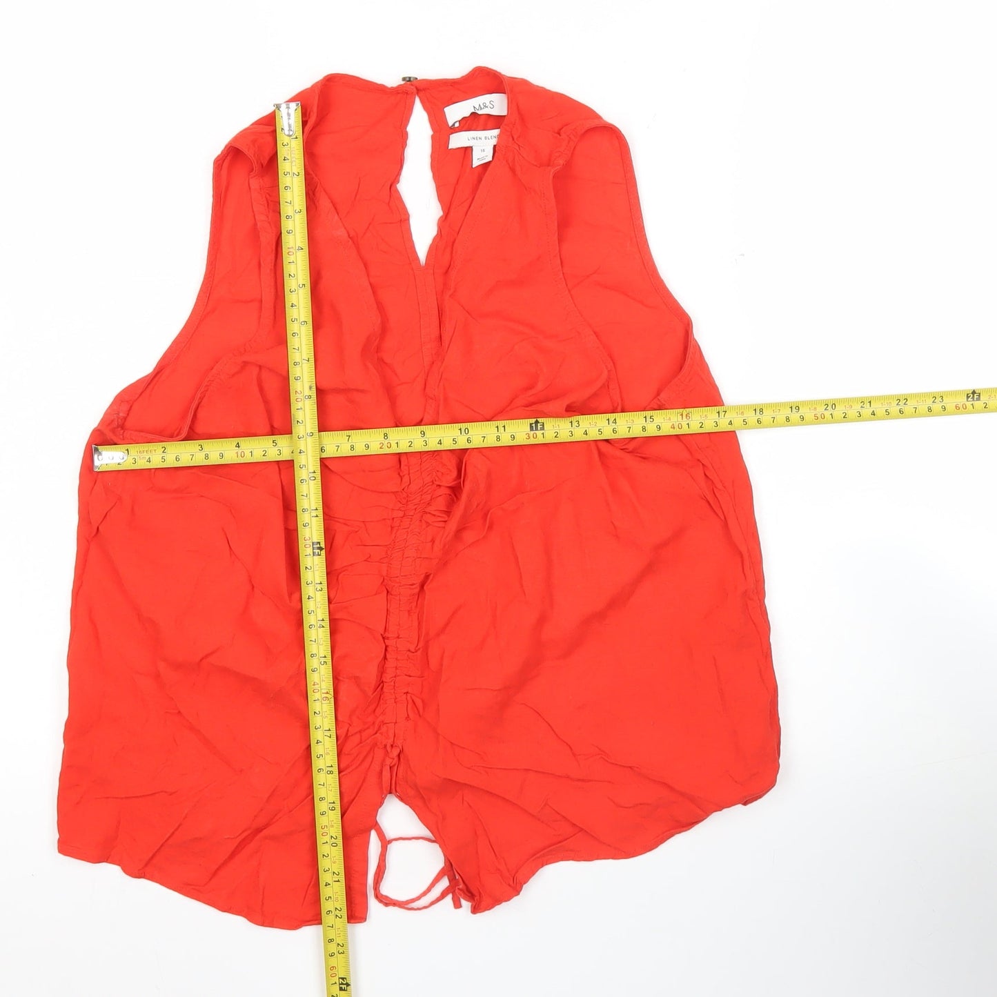 Womens UK Size 16 Marks and Spencer Red Tunic Blouse